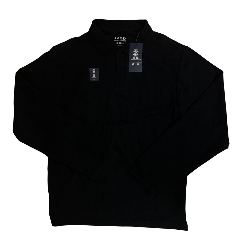 IZOD Navy Blue Long Sleeve Polo Shirt Approved Schoolwear Size L NWT